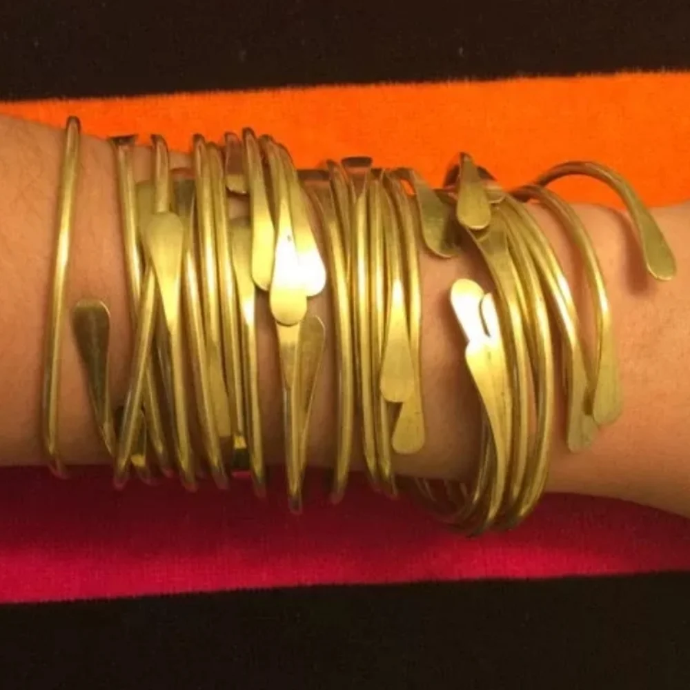 (3) Raw Brass Stacking Bangles | Adjustable - Picture 4 of 5